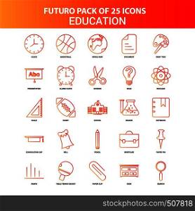 Orange Futuro 25 Education Icon Set