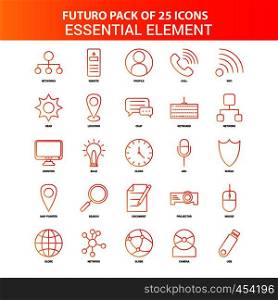 Orange Futuro 25 Essential Element Icon Set