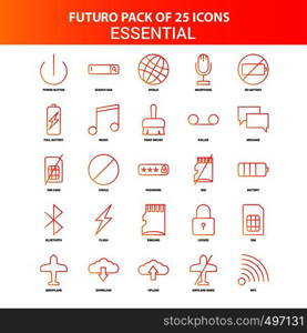 Orange Futuro 25 Essential Icon Set