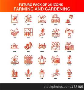 Orange Futuro 25 Farming and Gardening Icon Set