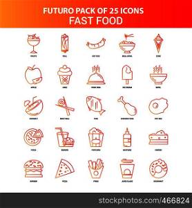 Orange Futuro 25 Fast food Icon Set