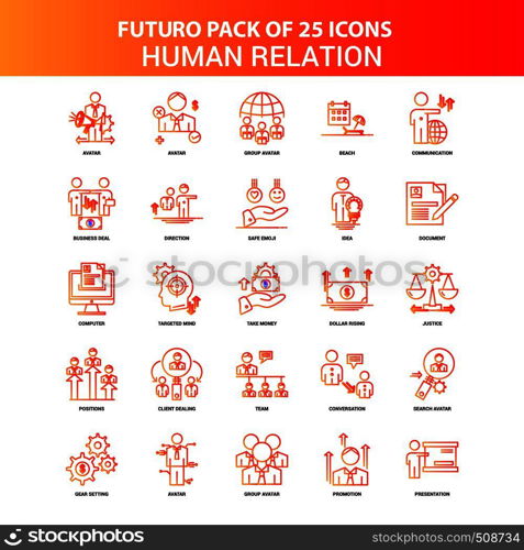 Orange Futuro 25 Human Relation Icon Set