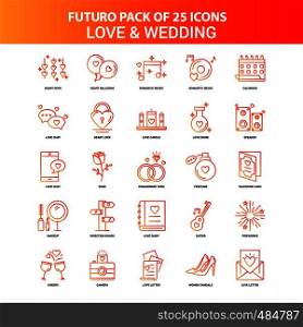 Orange Futuro 25 Love and Wedding Icon Set