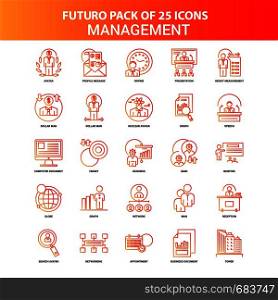 Orange Futuro 25 Management Icon Set