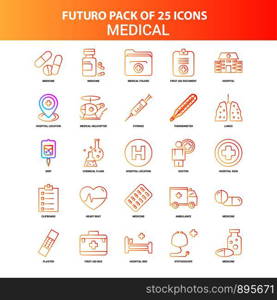 Orange Futuro 25 Medical Icon Set