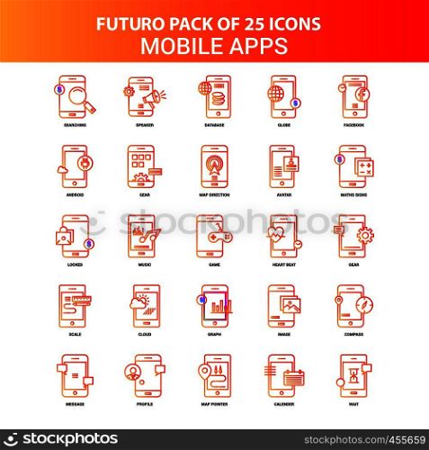 Orange Futuro 25 Mobile apps Icon Set