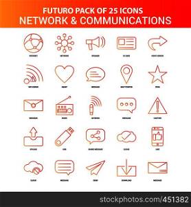 Orange Futuro 25 Network and Communication Icon Set