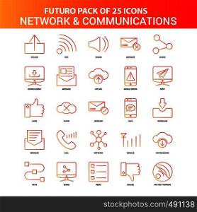 Orange Futuro 25 Network and Communication Icon Set
