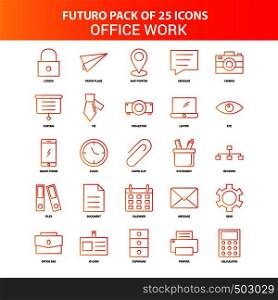 Orange Futuro 25 Office work Icon Set