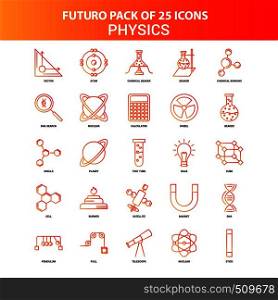 Orange Futuro 25 Physics Icon Set