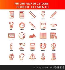 Orange Futuro 25 School Elements Icon Set