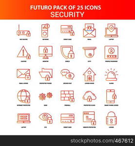 Orange Futuro 25 Security Icon Set