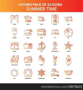 Orange Futuro 25 Summer Time Icon Set