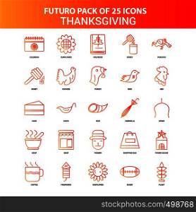 Orange Futuro 25 Thanksgiving Icon Set