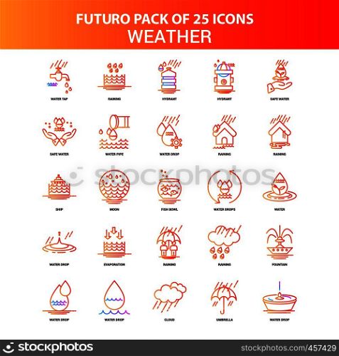 Orange Futuro 25 Weather Icon Set