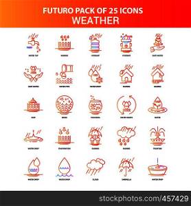 Orange Futuro 25 Weather Icon Set