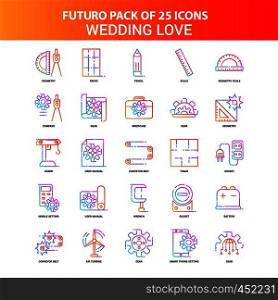 Orange Futuro 25 Wedding Love Icon Set