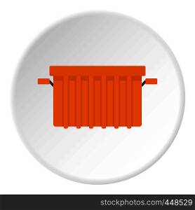 Orange garbage tank icon in flat circle isolated vector illustration for web. Orange garbage tank icon circle