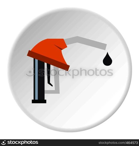 Orange gasoline pump nozzle icon in flat circle isolated vector illustration for web. Orange gasoline pump nozzle icon circle