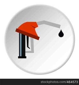 Orange gasoline pump nozzle icon in flat circle isolated vector illustration for web. Orange gasoline pump nozzle icon circle