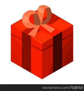 Orange gift box icon. Isometric of orange gift box vector icon for web design isolated on white background. Orange gift box icon, isometric style
