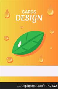 Orange gradient with leaf vector card design template. Poster with flat illustrations and copy space for text. Postcard with simple background, promo placard. Advertising one page invitation. Orange gradient with leaf vector card design template