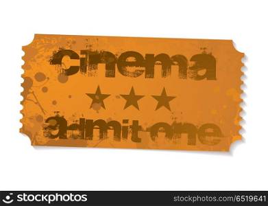 Orange grunge illustrated cinema admit one ticket. Admit one cinema ticket