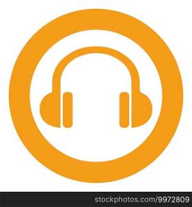 Orange headphones, illustration, vector on white background.