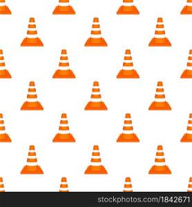 Orange highway traffic cone with white stripes pettern. Vector illustration. Orange highway traffic cone with white stripes pettern. Vector illustration.