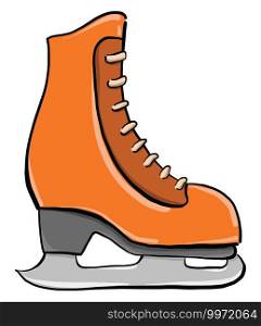 Orange ice skates, illustration, vector on white background