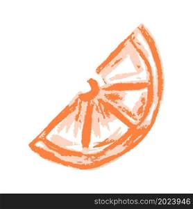Orange. Icon in hand draw style. Drawing with wax crayons, colored chalk, children&rsquo;s creativity. Vector illustration. Sign, symbol. Icon in hand draw style. Drawing with wax crayons, children&rsquo;s creativity