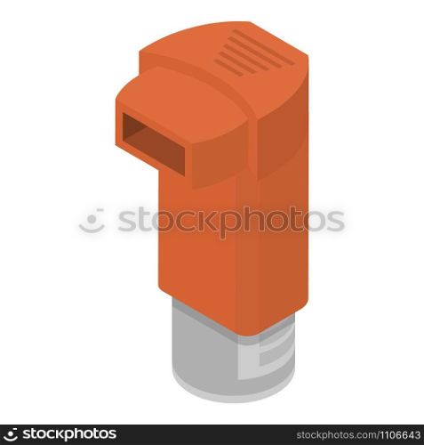 Orange inhaler icon. Isometric of orange inhaler vector icon for web design isolated on white background. Orange inhaler icon, isometric style