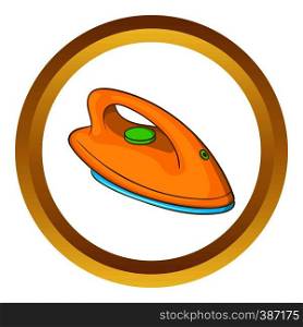Orange iron vector icon in golden circle, cartoon style isolated on white background. Orange iron vector icon