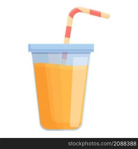 Orange juice cup icon cartoon vector. Drink glass. Straw fruit. Orange juice cup icon cartoon vector. Drink glass