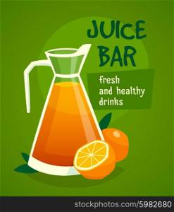 Orange Juice Design Concept. Design concept with pitcher of fresh juice and oranges for advertising healthy drinks vector illustration