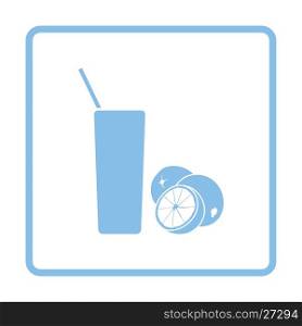 Orange juice glass icon. Blue frame design. Vector illustration.