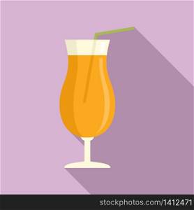 Orange juice glass icon. Flat illustration of orange juice glass vector icon for web design. Orange juice glass icon, flat style