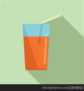 Orange juice glass icon flat vector. Diet food. Health nutrition. Orange juice glass icon flat vector. Diet food