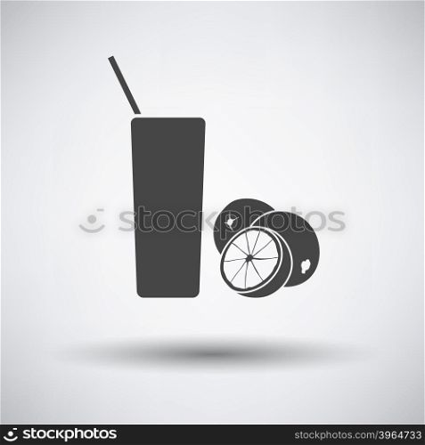 Orange juice glass icon on gray background with round shadow. Vector illustration.