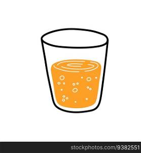 Orange juice. Glass of fresh drink. Thirst quenching and summer cocktail. Trendy outline cartoon. Orange juice. Glass of fresh drink.