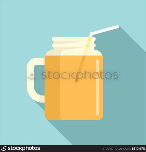 Orange juice jar icon. Flat illustration of orange juice jar vector icon for web design. Orange juice jar icon, flat style