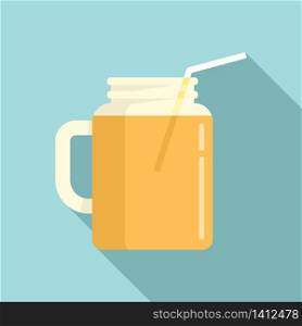 Orange juice jar icon. Flat illustration of orange juice jar vector icon for web design. Orange juice jar icon, flat style