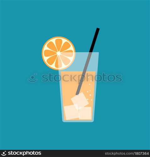 Orange juice. Juice glass icon vector illustration