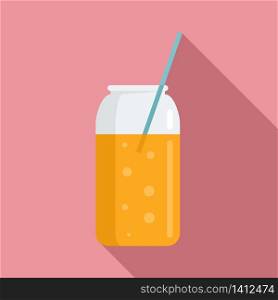 Orange juice smoothie icon. Flat illustration of orange juice smoothie vector icon for web design. Orange juice smoothie icon, flat style