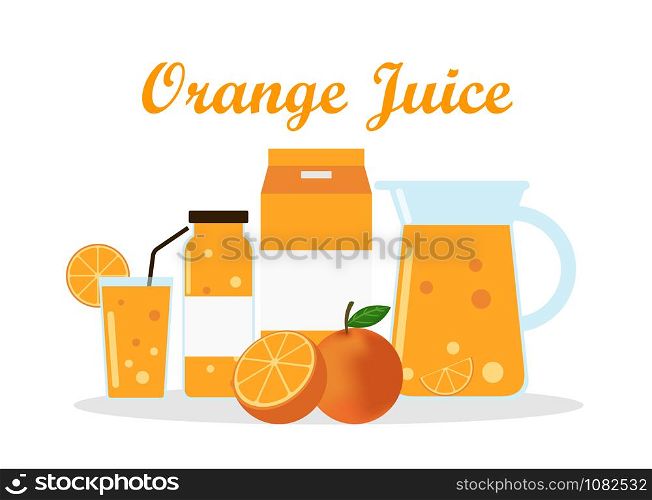 Orange juice with pack template packaging design - vector illustration