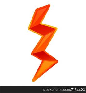 Orange lightning bolt icon. Cartoon of orange lightning bolt vector icon for web design isolated on white background. Orange lightning bolt icon, cartoon style