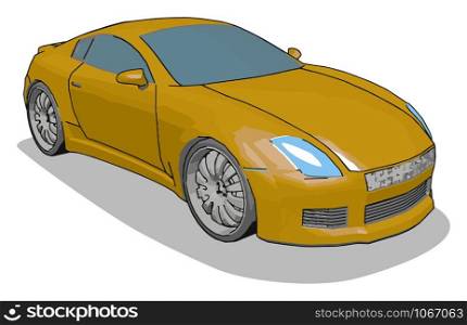 Orange luxury car, illustration, vector on white background.