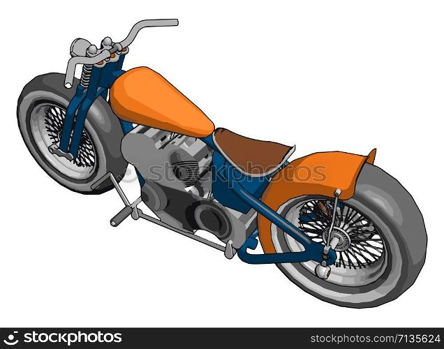 Orange motorcycle, illustration, vector on white background.