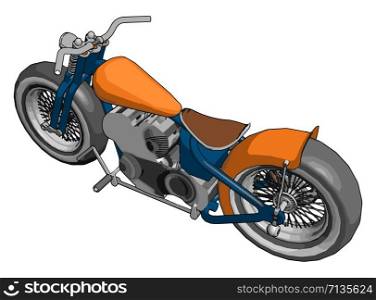 Orange motorcycle, illustration, vector on white background.