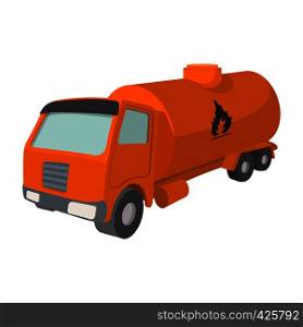Orange oil truck cartoon icon. Chemical tank isolated on a white background. Orange oil truck cartoon icon